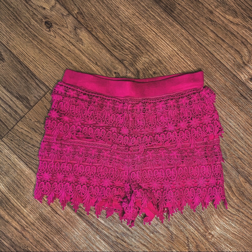 Express lace fringe shorts